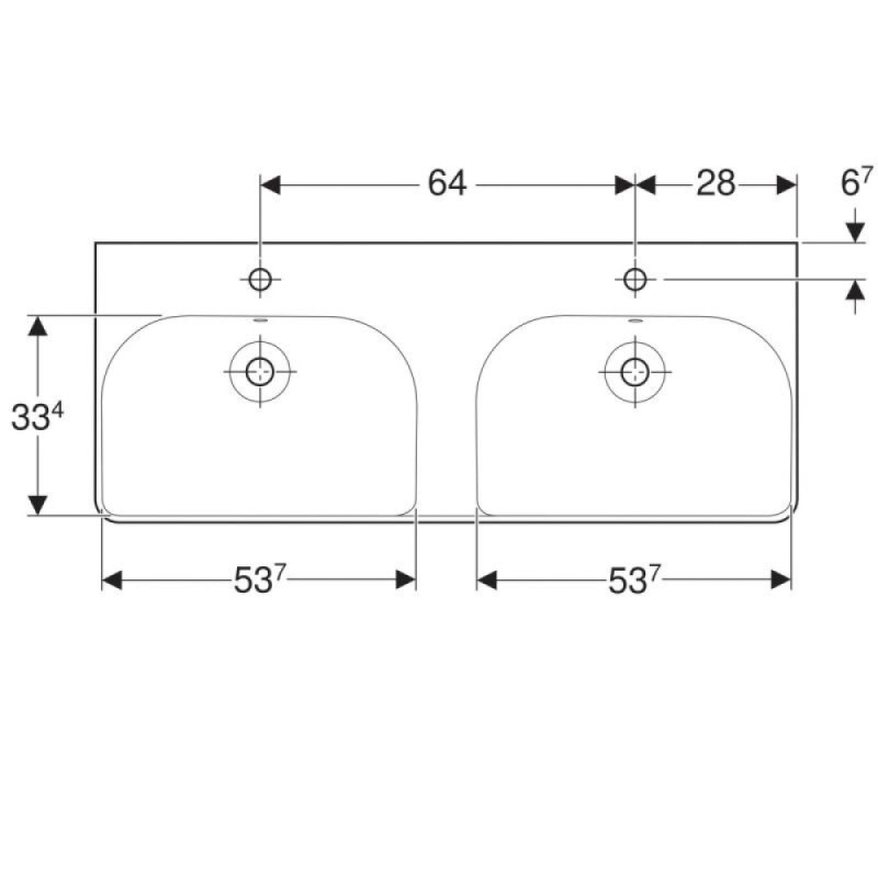Раковина Geberit Smyle Square 500.223.01.1, двойная, 120 х 48 см, белая