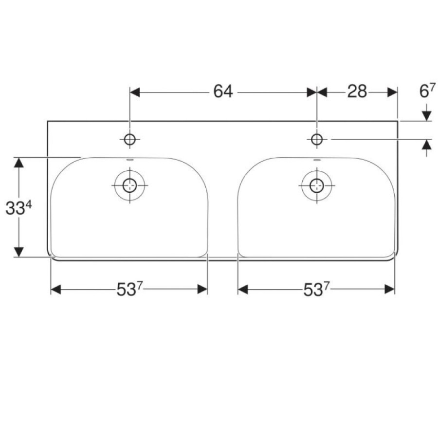 Раковина Geberit Smyle Square 500.223.01.1, двойная, 120 х 48 см, белая