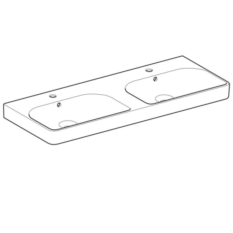 Раковина Geberit Smyle Square 500.223.01.1, двойная, 120 х 48 см, белая