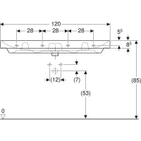 Раковина Geberit Smyle Square 500.225.01.1, 120 см, фарфор, белая