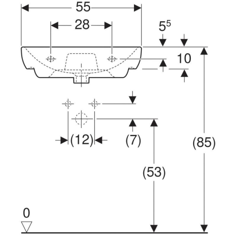 Раковина Geberit Smyle 500.227.01.1, 55 см, фарфор, белая