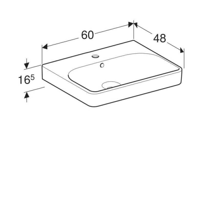 Раковина Geberit Smyle Square 500.229.01.1, 60 х 48 см, белая