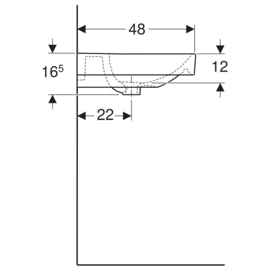 Раковина Geberit Smyle Square 500.229.01.1, 60 х 48 см, белая