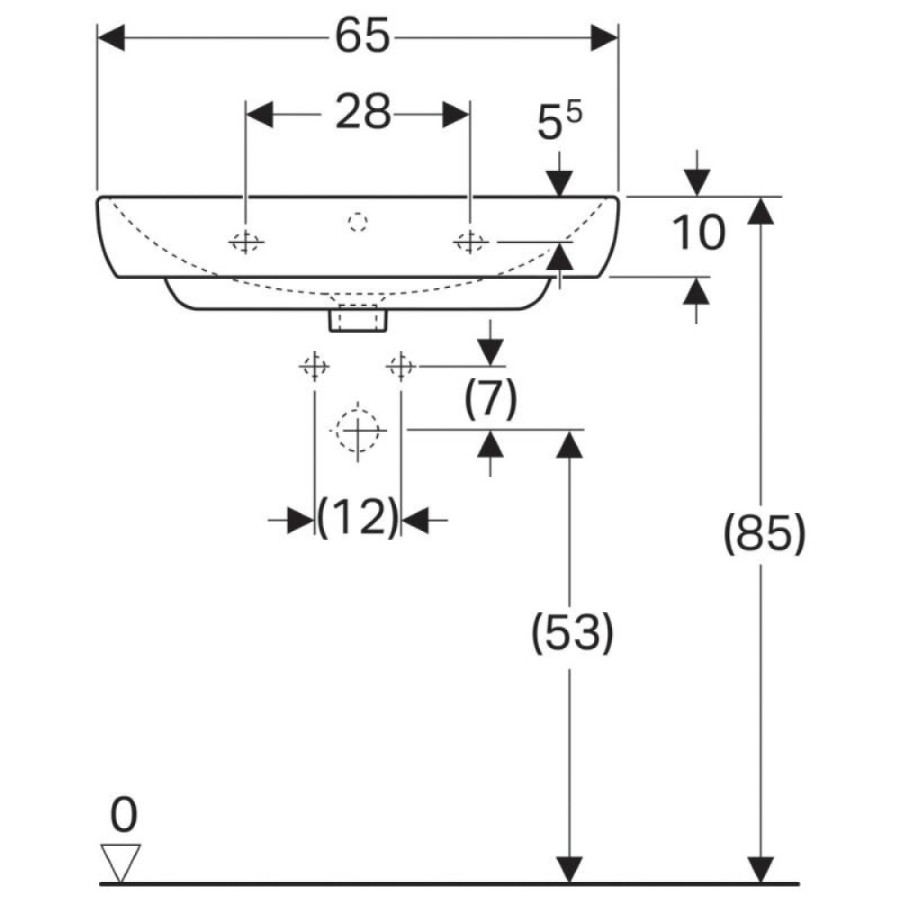 Раковина Geberit Smyle 500.230.01.1, 65 см, фарфор, белая