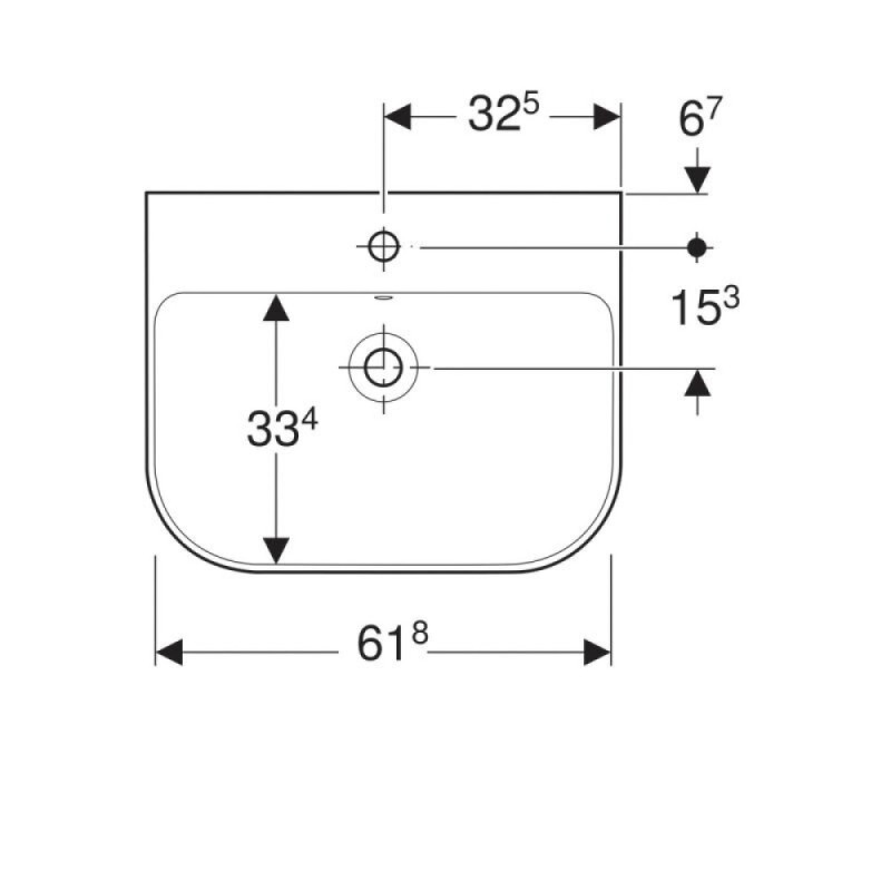 Раковина Geberit Smyle 500.230.01.1, 65 см, фарфор, белая