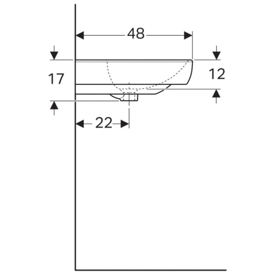 Раковина Geberit Smyle 500.230.01.1, 65 см, фарфор, белая