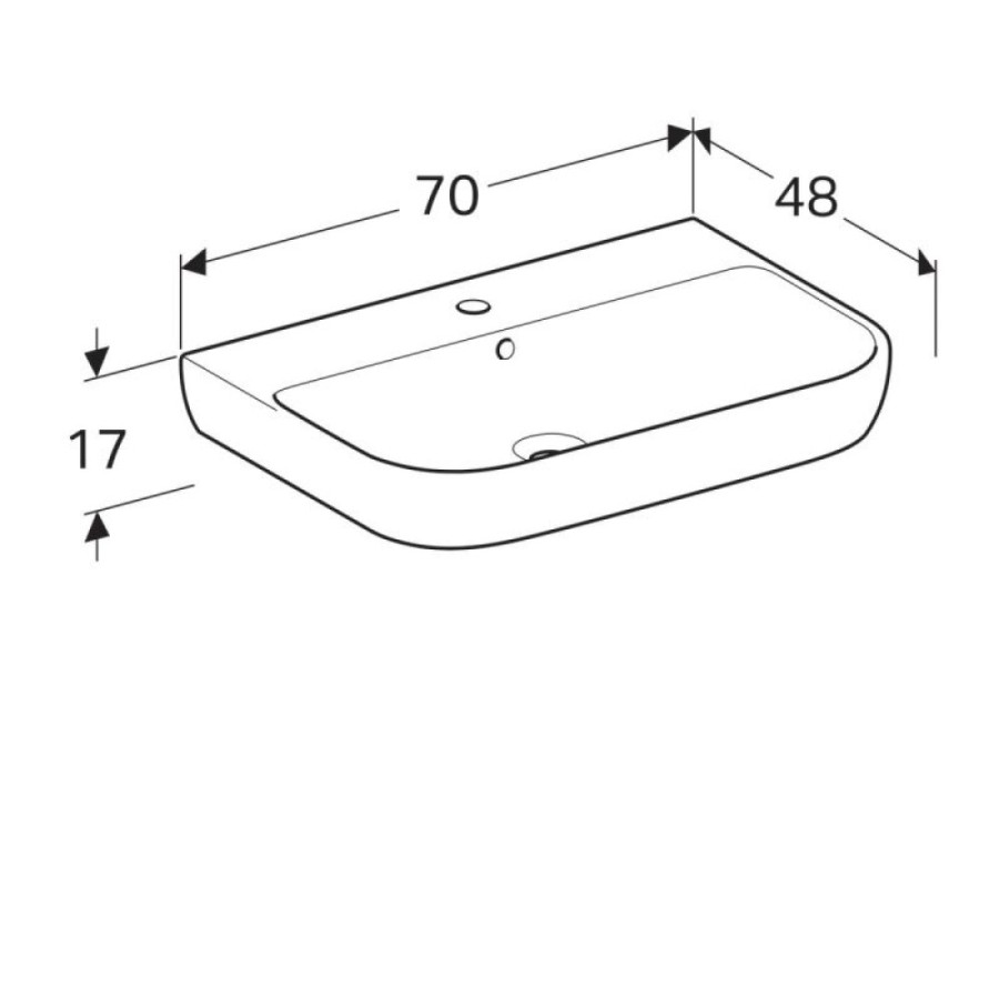 Раковина Geberit Smyle 500.248.01.1, 70 см, фарфор, белая