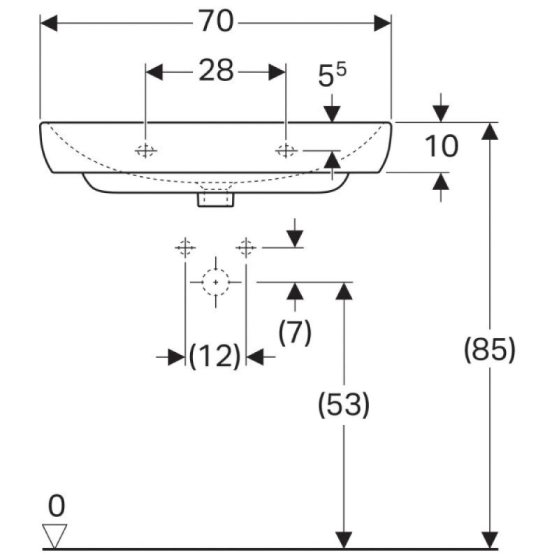 Раковина Geberit Smyle 500.248.01.1, 70 см, фарфор, белая