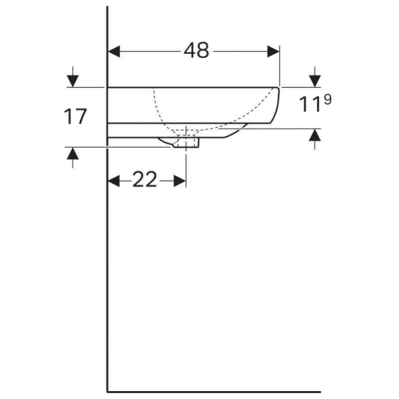 Раковина Geberit Smyle 500.248.01.1, 70 см, фарфор, белая