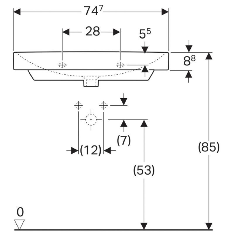 Раковина Geberit Smyle Square 500.249.01.1 75 х 48 см