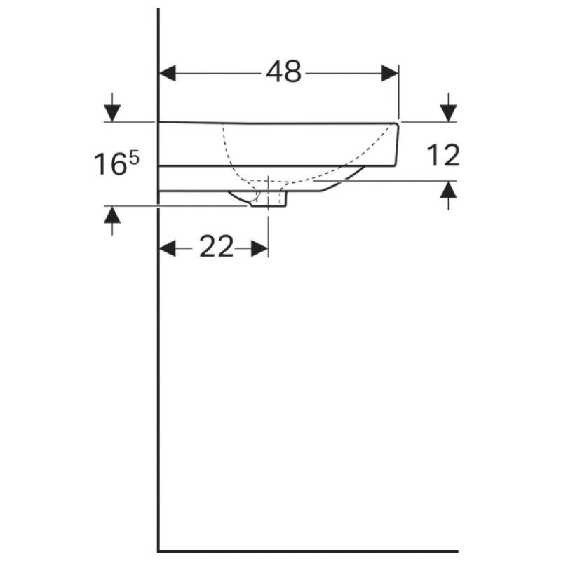 Раковина Geberit Smyle Square 500.250.01.1, 90 см, фарфор, белая