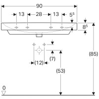 Раковина Geberit Smyle Square 500.250.01.1, 90 см, фарфор, белая