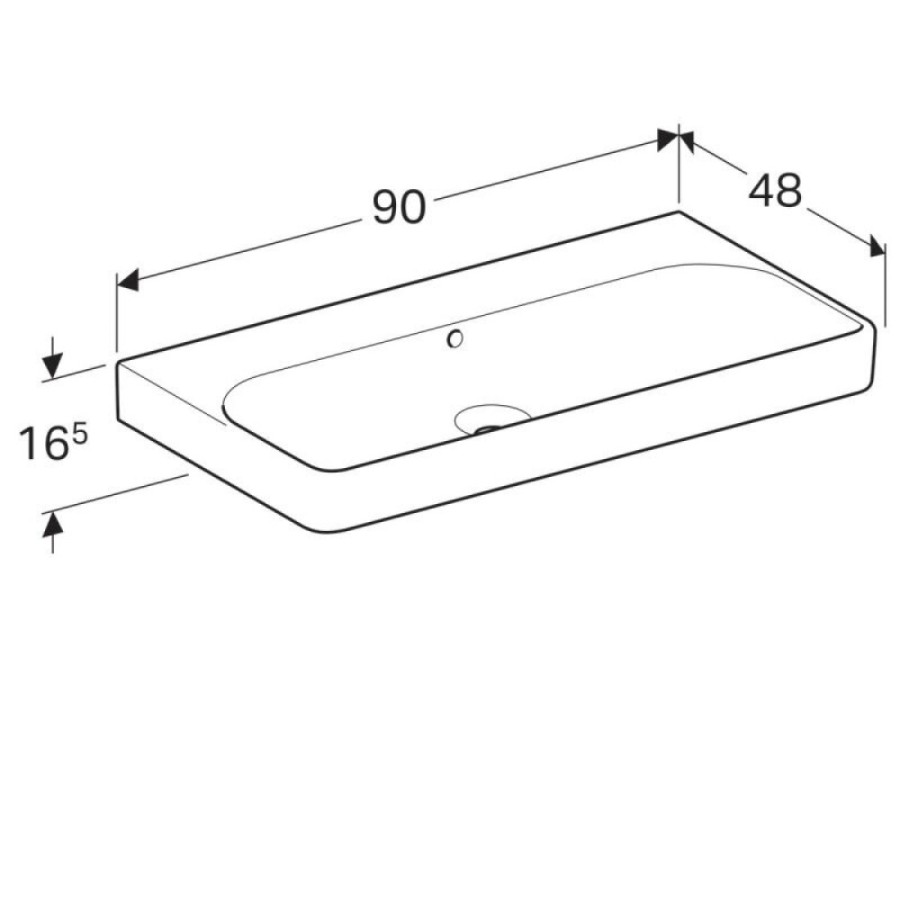 Раковина Geberit Smyle Square 500.250.01.1, 90 см, фарфор, белая