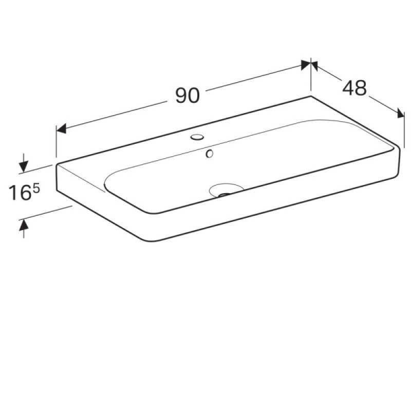Раковина Geberit Smyle Square 500.251.01.1, 90 см, фарфор, белая
