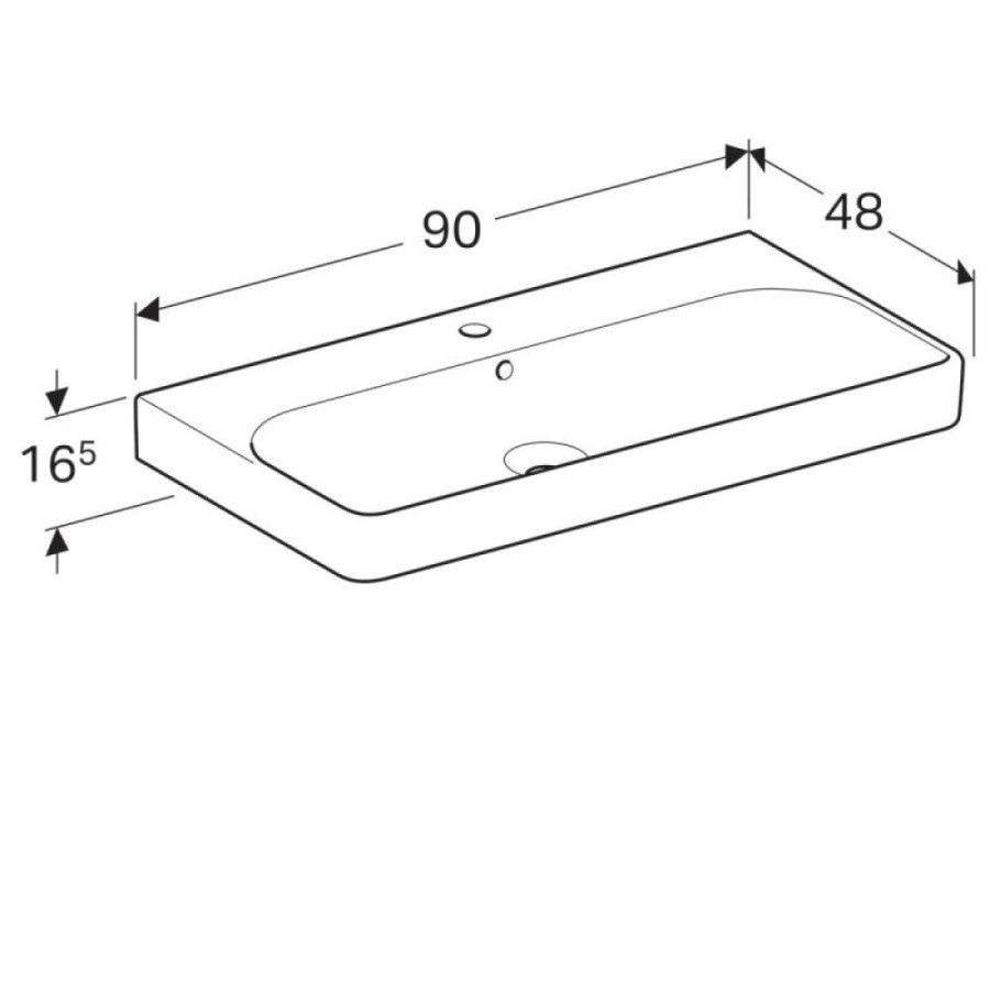 Раковина Geberit Smyle Square 500.251.01.1, 90 см, фарфор, белая