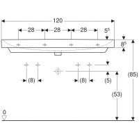 Раковина Geberit Smyle Square 500.253.01.1, 120 см, фарфор, белая