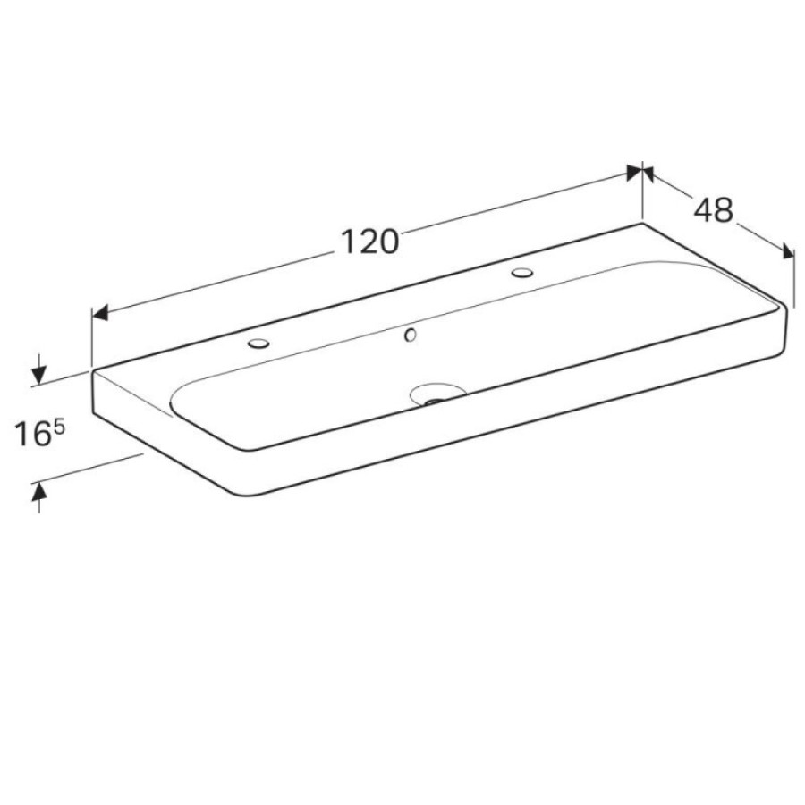 Раковина Geberit Smyle Square 500.253.01.1, 120 см, фарфор, белая