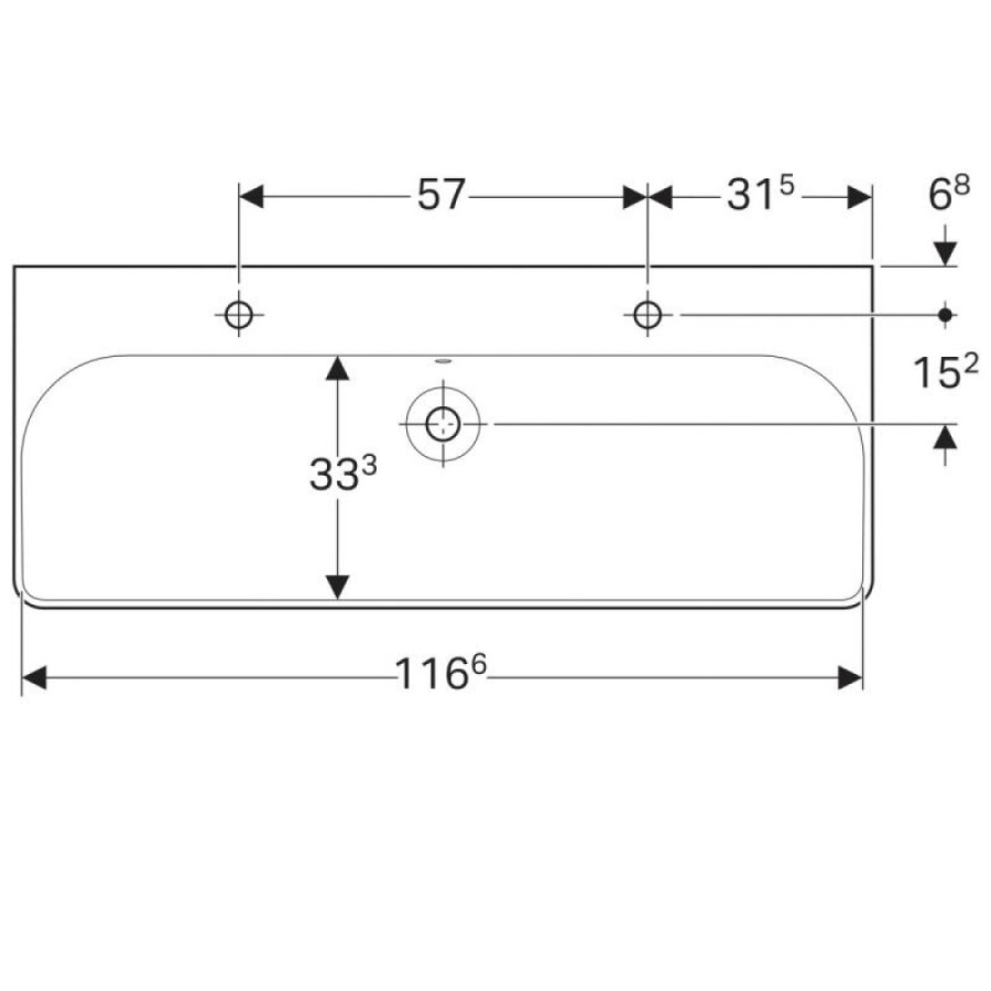 Раковина Geberit Smyle Square 500.253.01.1, 120 см, фарфор, белая