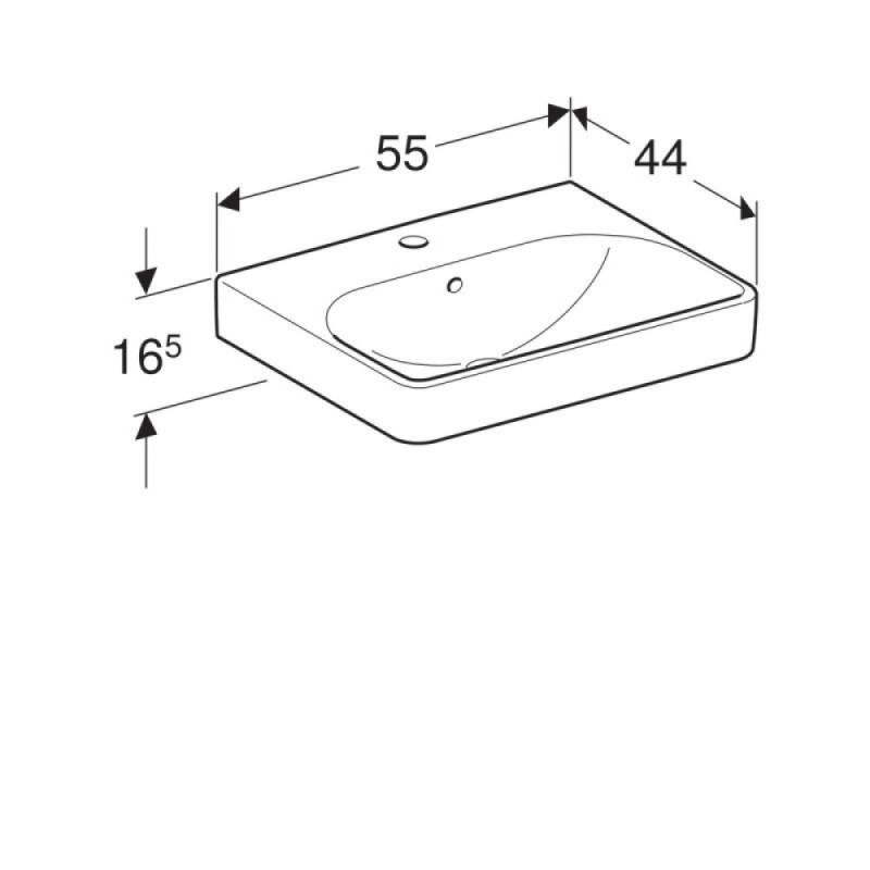 Раковина Geberit Smyle Square 500.259.01.1, 55 см, фарфор, белая