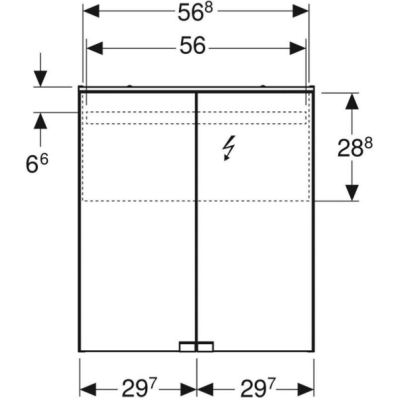 Зеркальный шкаф Geberit Option Basic, 60 см, с подсветкой, корпус белый, 500.273.00.1