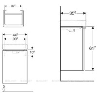 Тумба под раковину Geberit Smyle Square 500.351.JR.1/500.350.JR.1, 45 см, L/R, подвесная, цвет пекан