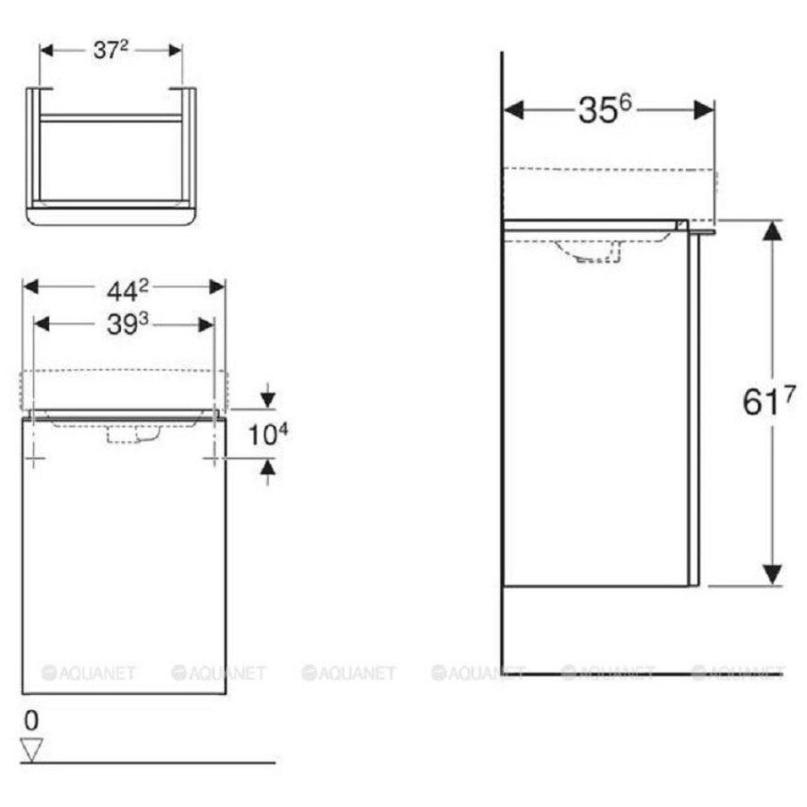 Тумба под раковину Geberit Smyle Square 500.351.JR.1/500.350.JR.1, 45 см, L/R, подвесная, цвет пекан