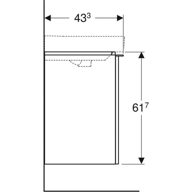 Тумба под раковину Geberit Smyle Square 500.366.JR.1/500.365.JR.1, 55 см, L/R, подвесная, цвет орех пекан