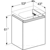 Тумба под раковину Geberit Smyle Square 500.366.JR.1/500.365.JR.1, 55 см, L/R, подвесная, цвет орех пекан