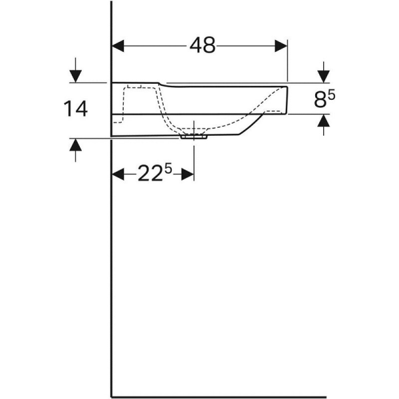 Раковина Geberit Xeno 500.531.01.1, 90 см, фарфор, белая