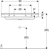 Раковина Geberit Xeno 500.532.01.1, 90 см, фарфор, белая