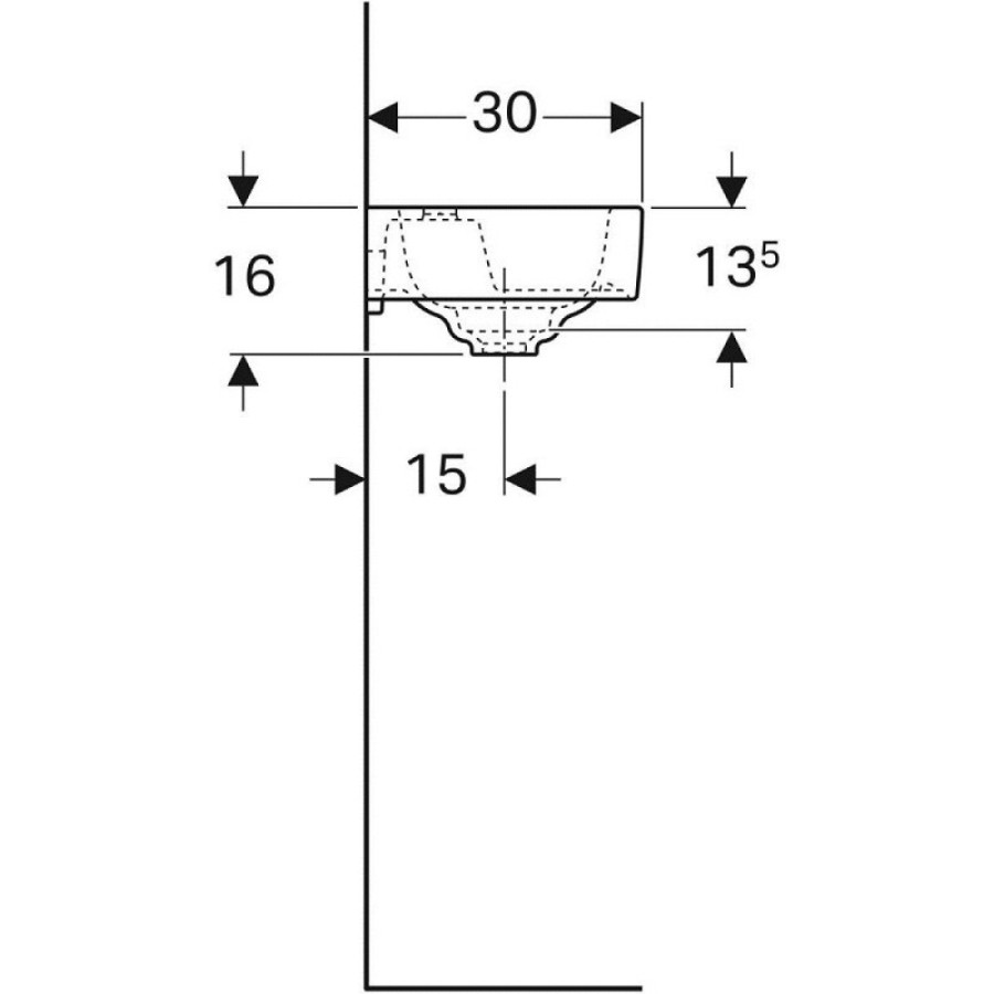Раковина Geberit Citterio 500.541.01.1, 45 х 30 см, белая