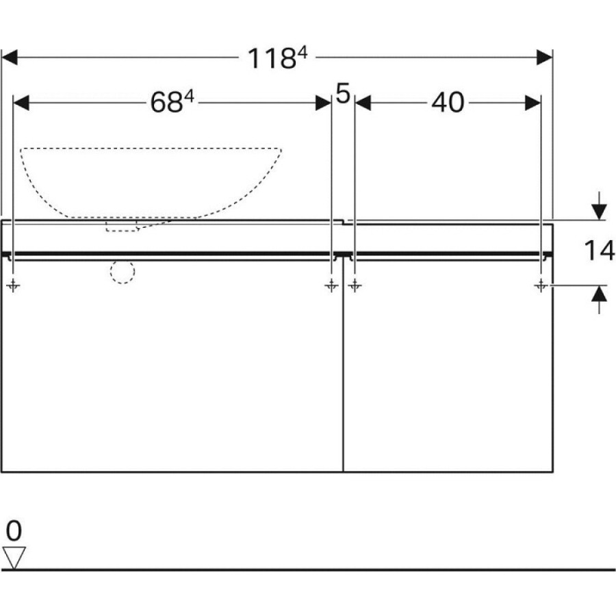Тумба под раковину Geberit Citterio 500.564.JJ.1/500.565.JJ.1, 120 см, L/R, подвесная, цвет темный дуб