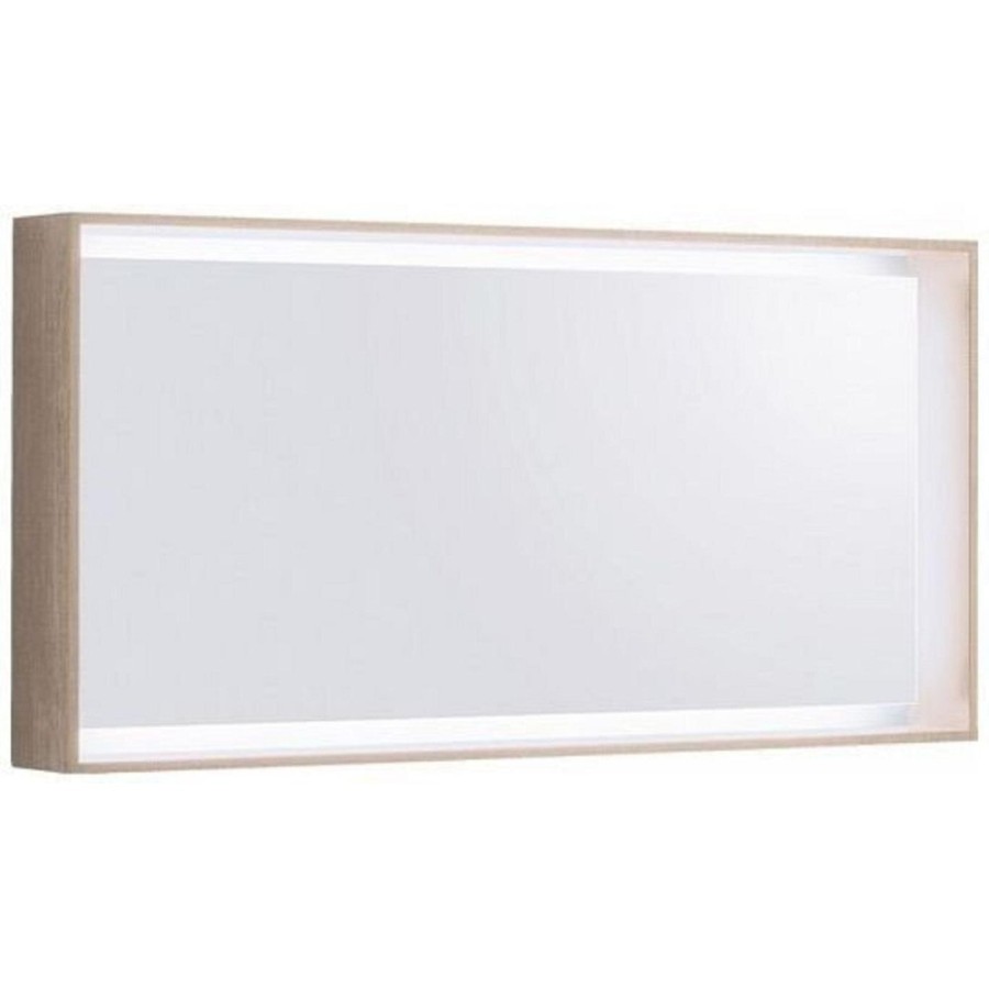 Зеркало Geberit Citterio 500.570.JI.1, 120 см, с LED подсветкой, цвет рамы светлый дуб