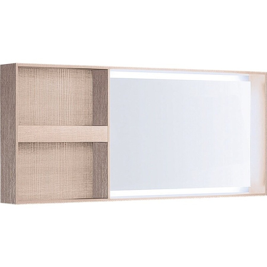 Зеркало-шкаф Geberit Citterio 500.571.JI.1, 135 см, с LED подсветкой, с полкой, цвет рамы бежевый дуб
