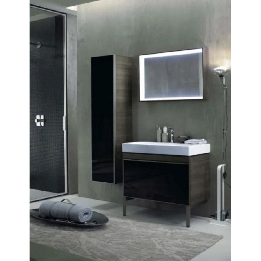 Зеркало Geberit Citterio 500.572.JJ.1, 90 см, с LED подсветкой, цвет рамы темный дуб