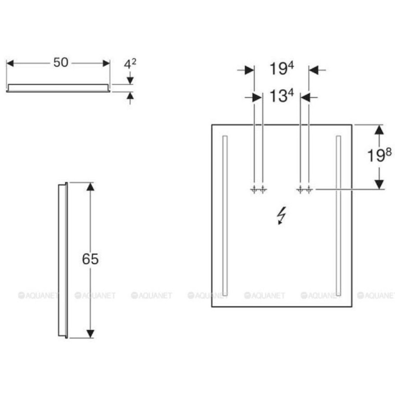 Зеркало Geberit Option Basic 500.581.00.1, 50 см, с LED подсветкой, белое
