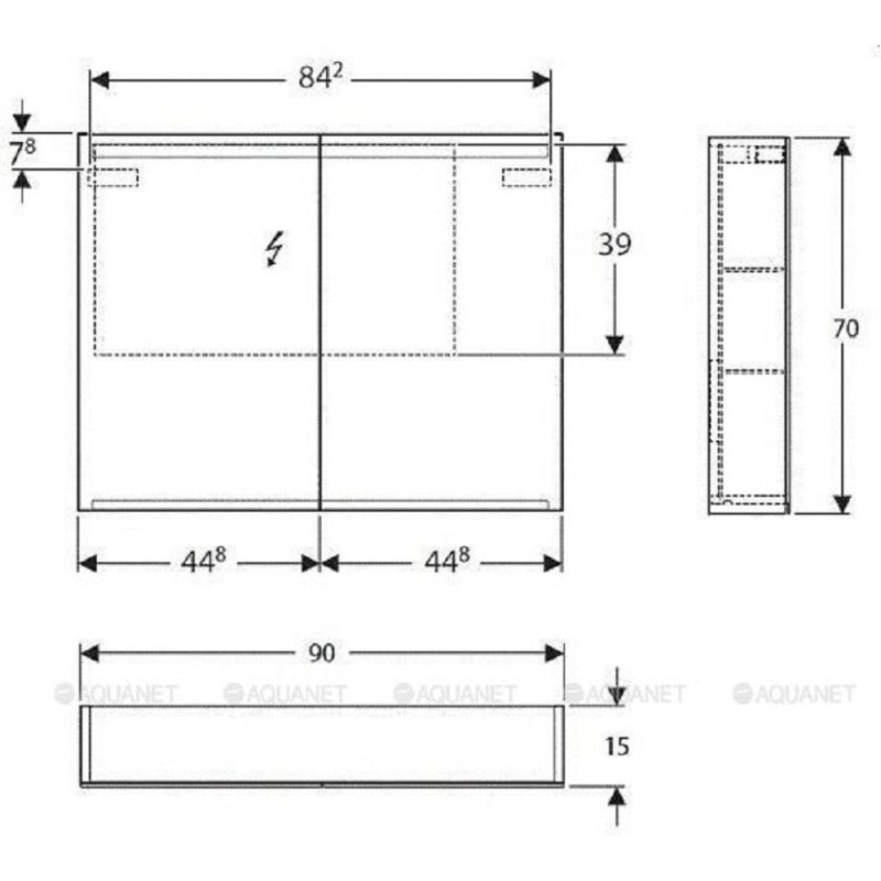 Зеркальный шкаф Geberit Option 500.583.00.1, 90 см, с LED подсветкой, цвет белый
