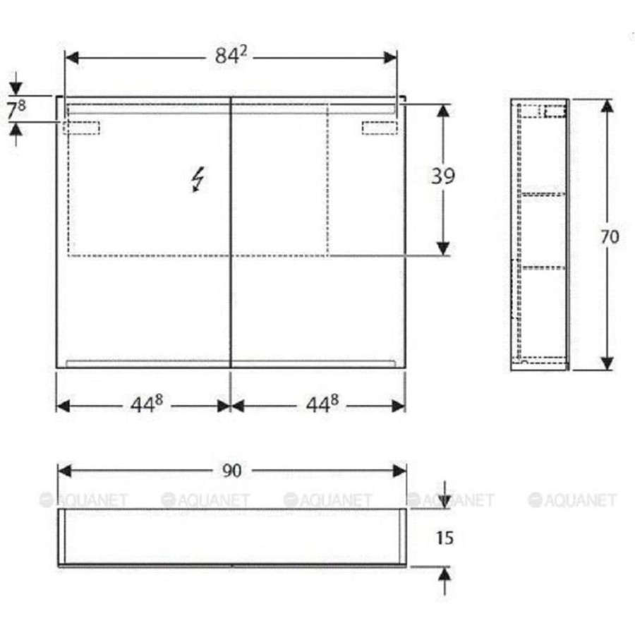 Зеркальный шкаф Geberit Option 500.583.00.1, 90 см, с LED подсветкой, цвет белый