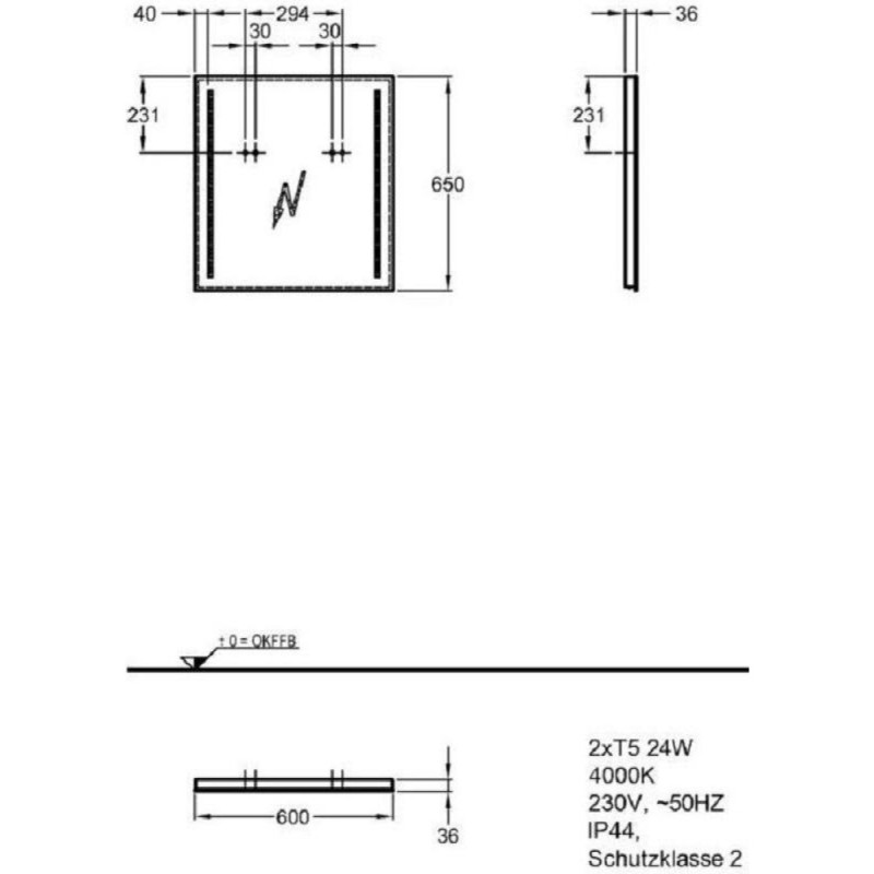 Зеркало Geberit Option 500.586.00.1, 60 см, с LED подсветкой, белое