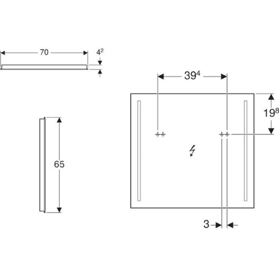 Зеркало Geberit Option Basic 500.587.00.1, 70 см, с LED подсветкой, белое