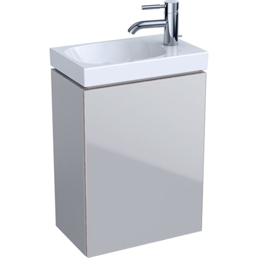 Тумба под раковину Geberit Acanto 500.607.JL.2, 39,5 см, с сифоном, подвесная, цвет песочно-серый/песчаный глянец