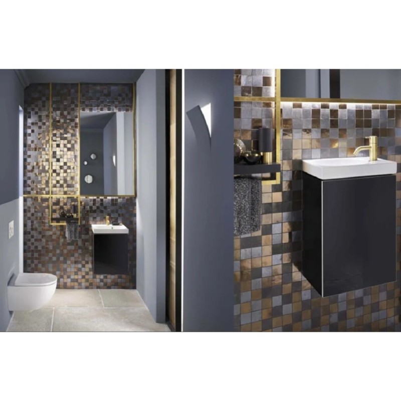 Тумба под раковину Geberit Acanto 500.607.JL.2, 39,5 см, с сифоном, подвесная, цвет песочно-серый/песчаный глянец