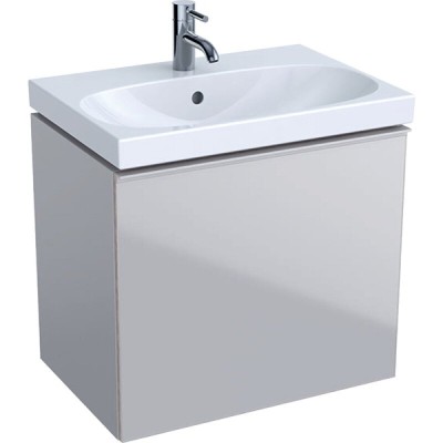 Тумба под раковину Geberit Acanto 500.614.JL.2, 59,5 см, с сифоном, подвесная, песочно-серая/песчаный глянец