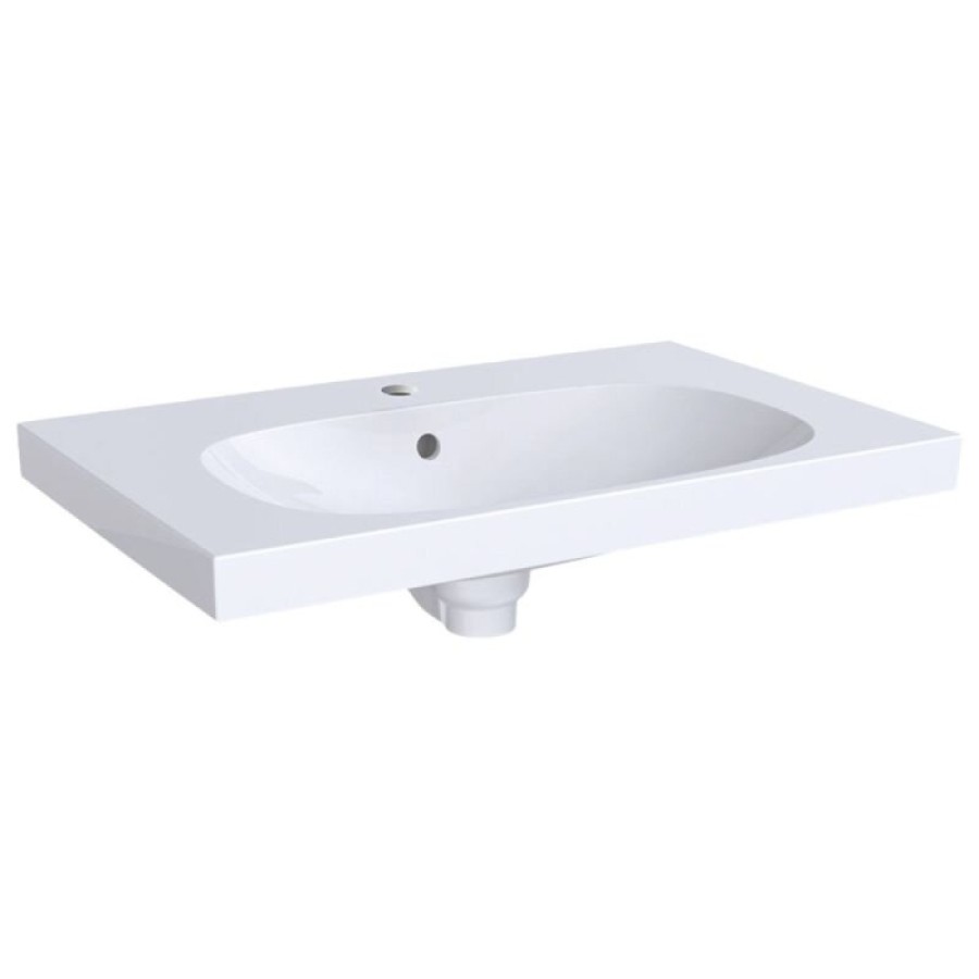Раковина Geberit Acanto 500.622.01.2, 75 см, шамотная глина, белая