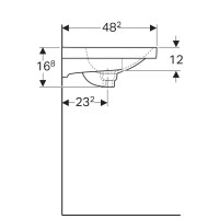 Раковина Geberit Acanto 500.622.01.2, 75 см, шамотная глина, белая
