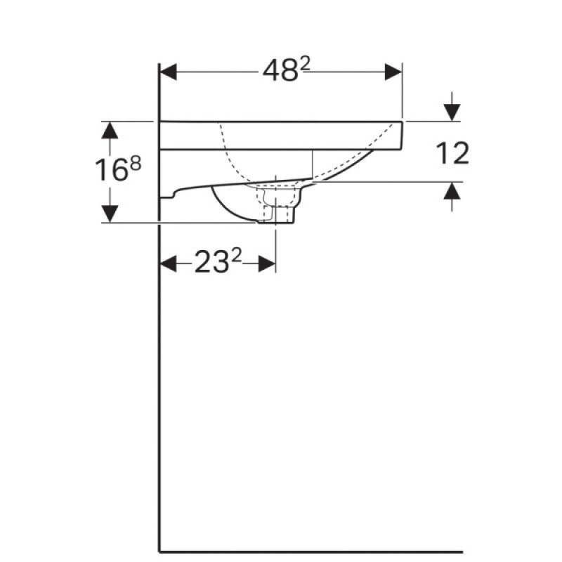 Раковина Geberit Acanto 500.622.01.2, 75 см, шамотная глина, белая