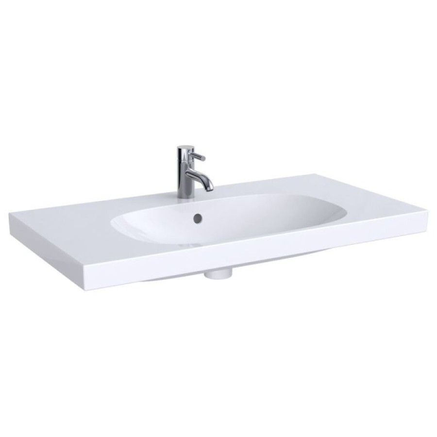 Раковина Geberit Acanto 500.623.01.2, 90 см, шамотная глина, белая