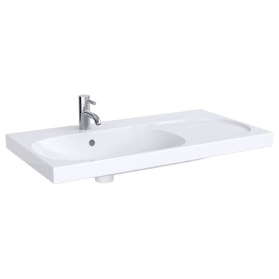Раковина Geberit Acanto 500.625.01.2, 90 см, крыло справа, шамотная глина, белая