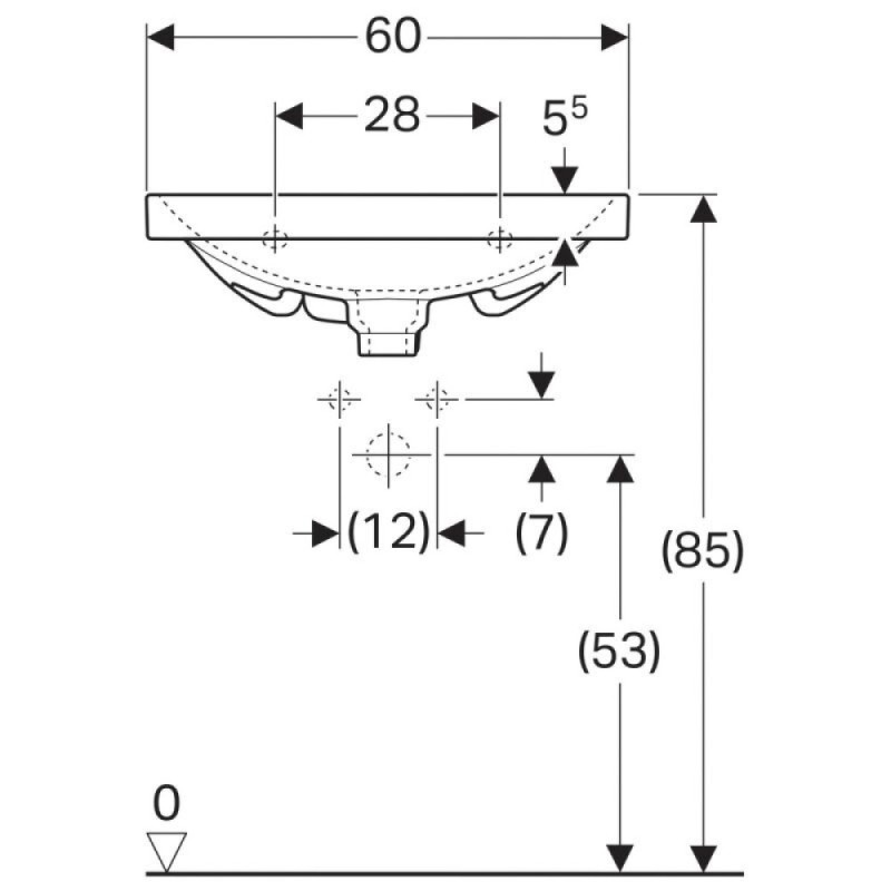 Раковина Geberit Acanto 500.631.01.2, 60 см, фарфор, белая