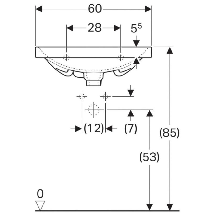Раковина Geberit Acanto 500.631.01.2, 60 см, фарфор, белая